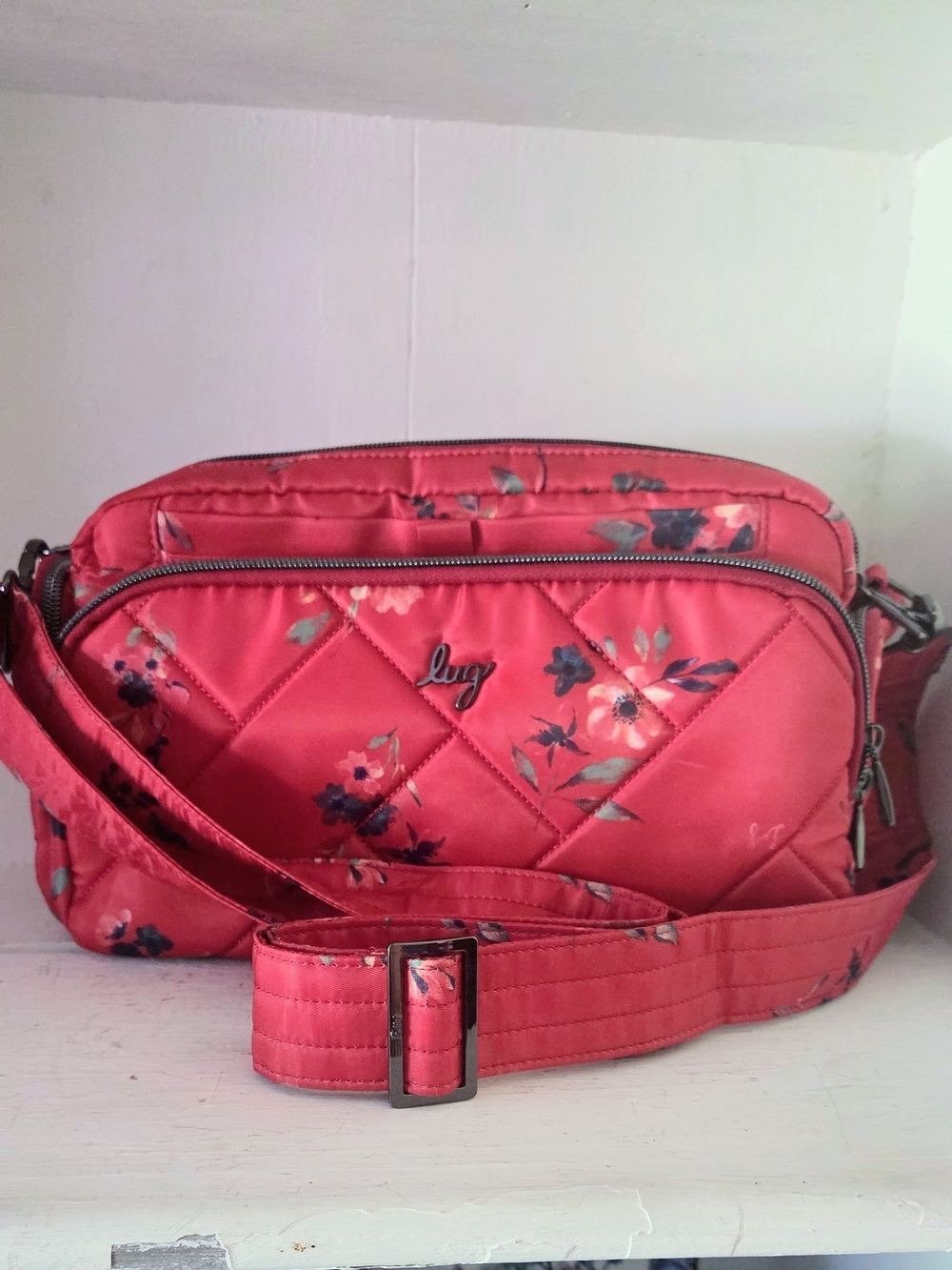 Lug Trolley CB Red Fabric Crossbody Bag Purse Stylish Travel Essential New